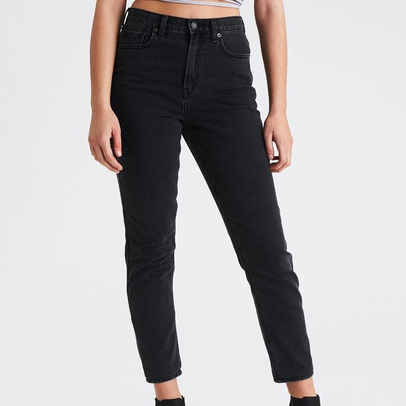american eagle black mom jeans